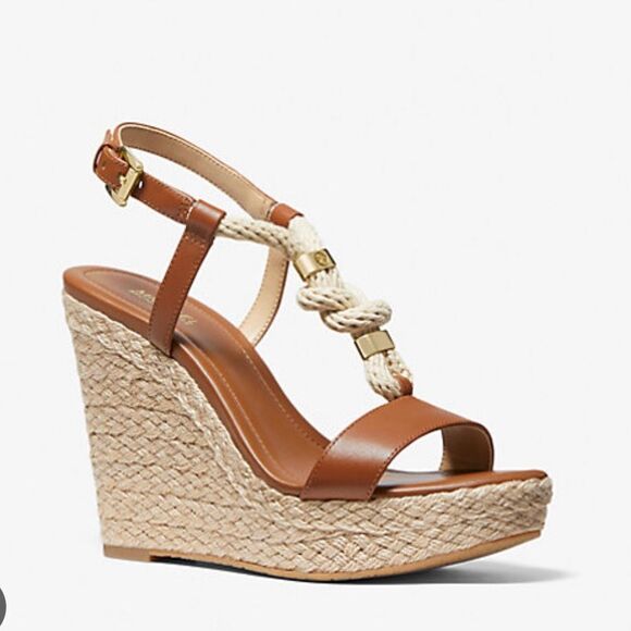 MICHAEL KORS Holly Leather Wedge Sandal - Picture 1 of 6